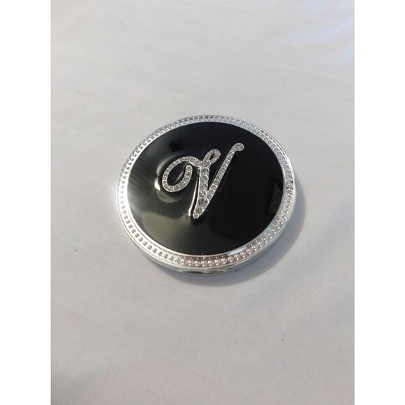 Lori Greiner Crystal Initial Compact Mirror with Magnification "V" - Picture 2 of 5